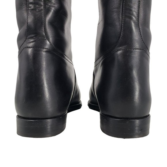 Hermes Tall Black Leather Jumping Boot Silver H Buckle Womens Size 38 Equestrian - Picture 5 of 15